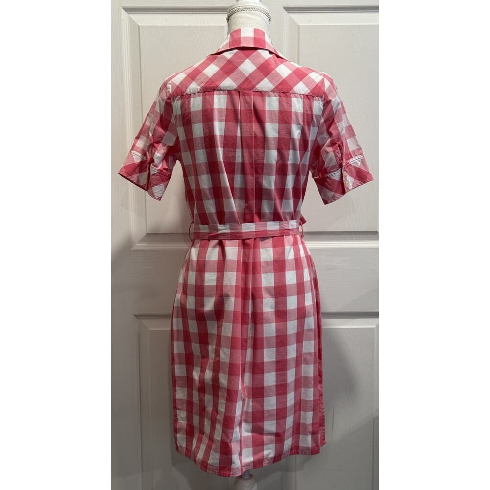 Vineyard Vines Size 8 Pink White Gingham Buffalo Check Shirt Dress Belted - Picture 7 of 10